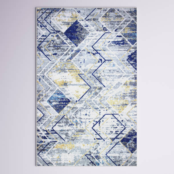 Hashtag Home Coughlin Abstract Ivory/Blue Area Rug & Reviews Wayfair